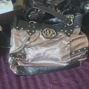 Elegant Black and Silver Women's Shoulder Bag